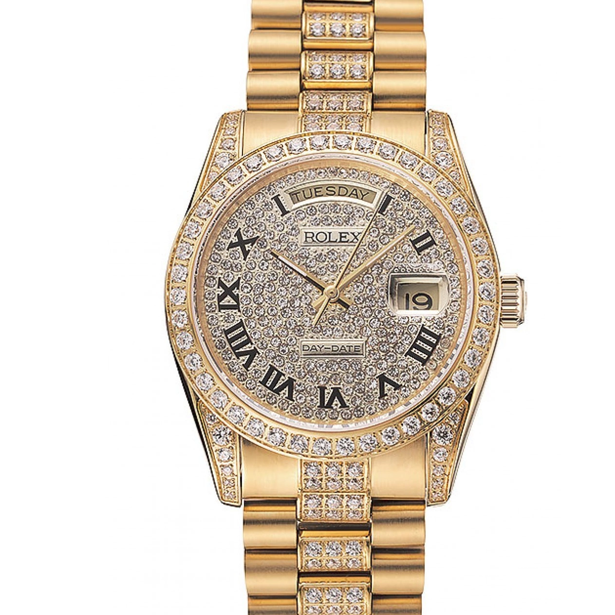 Day-Date Pave Dial Swiss Diamond 1453956 Bracelet Diamond Rolex Gold 0605